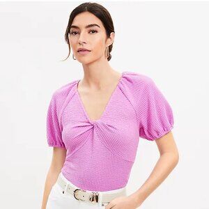 LOFT Seersucker Twist Puff Sleeve Top